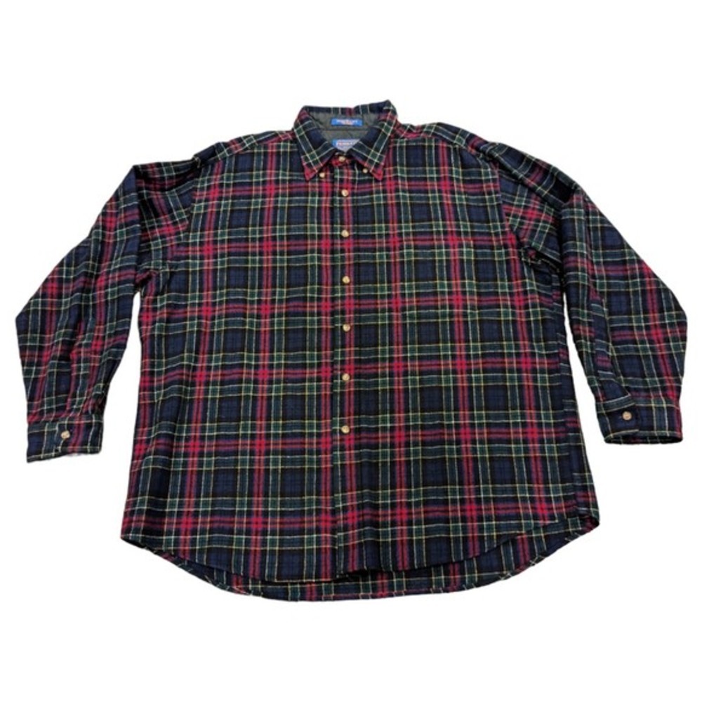 Vintage Pendleton Plaid Shirt 100% Pure‎ Virgin Wool Men’s XL Made In USA